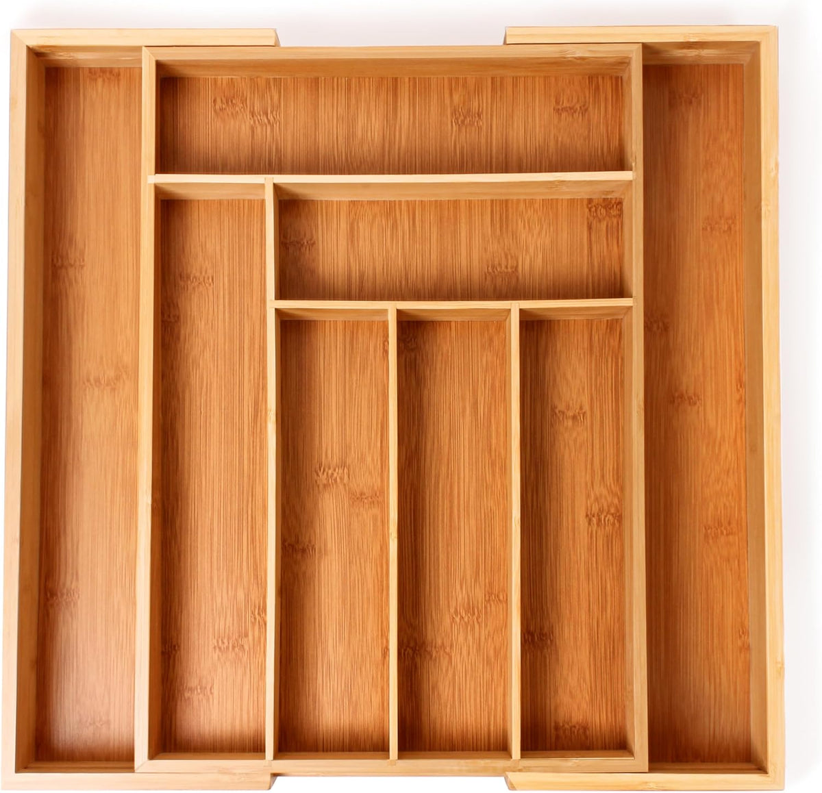 Bamboo 6-Slot Expanding Flatware Organizer Expandable Fits Most Kitchen Drawers | Adjustable Wood Drawer Divider & Silverware Organizer, Adjusts 8.5 to 13.25 Inches, 6 Slot Utility Tray & Utensil Holder