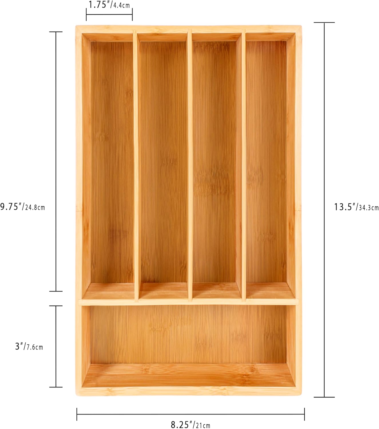 Bamboo 6-Slot Expanding Flatware Organizer Expandable Fits Most Kitchen Drawers | Adjustable Wood Drawer Divider & Silverware Organizer, Adjusts 8.5 to 13.25 Inches, 6 Slot Utility Tray & Utensil Holder