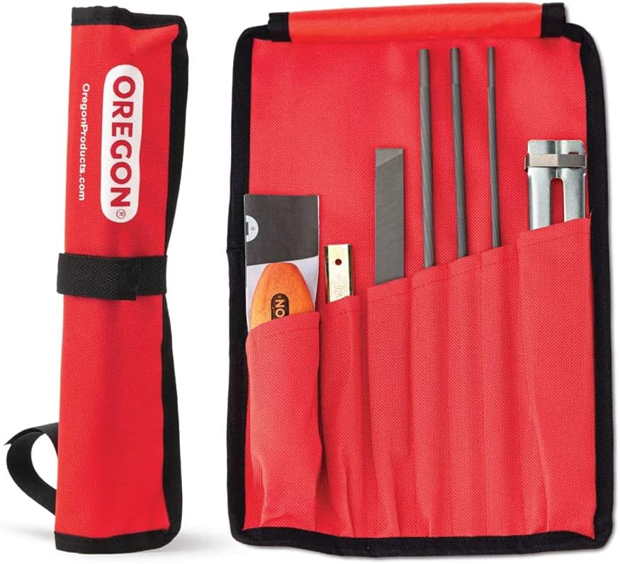 Universal Chainsaw Field 7pc Sharpening Kit - Includes 5/32", 3/16", and 7/32" Round Files, 6" Flat File, Handle, Filing Guide, and Travel Pouch (617067) | Includes 5/32", 3/16", 7/32" Round Files, Flat File, Handle, Filing Guide and Travel Pouch