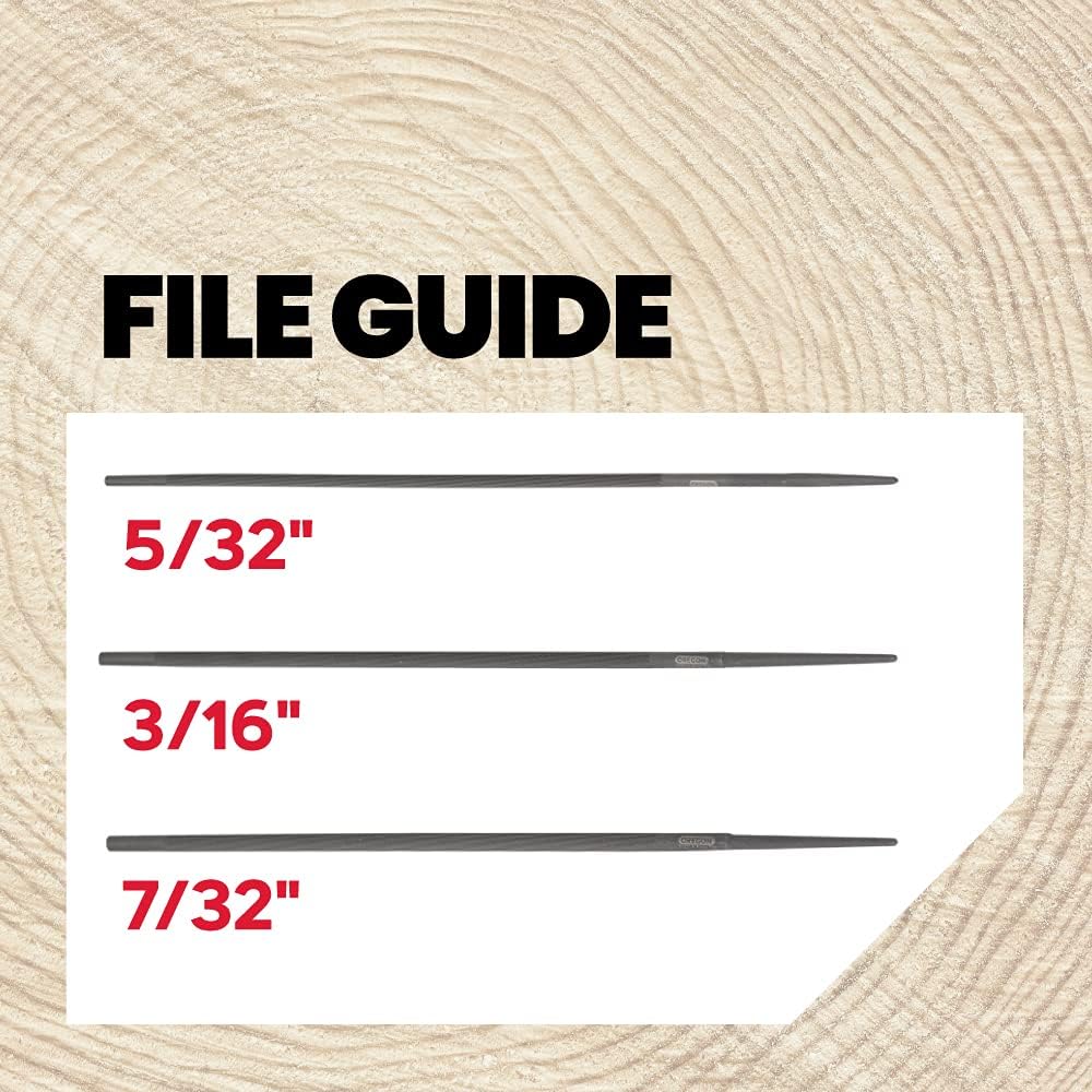 Universal Chainsaw Field 7pc Sharpening Kit - Includes 5/32", 3/16", and 7/32" Round Files, 6" Flat File, Handle, Filing Guide, and Travel Pouch (617067) | Includes 5/32", 3/16", 7/32" Round Files, Flat File, Handle, Filing Guide and Travel Pouch