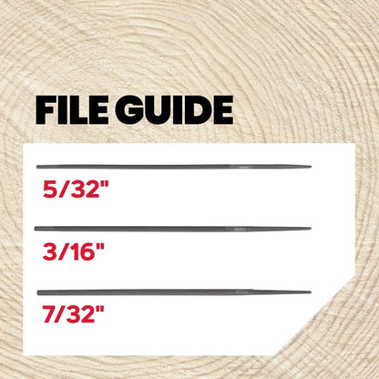 Universal Chainsaw Field 7pc Sharpening Kit - Includes 5/32", 3/16", and 7/32" Round Files, 6" Flat File, Handle, Filing Guide, and Travel Pouch (617067) | Includes 5/32", 3/16", 7/32" Round Files, Flat File, Handle, Filing Guide and Travel Pouch
