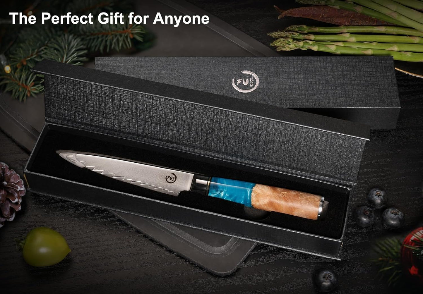 5 Inch Kitchen Utility Knife, Damascus Paring Knife Japanese VG10 Steel | 66-Layers Damascus Fruit Knife, Ultra Sharp Blade, Ergonomic Blue Resin Handle, Unique Gift for Men Women Cooking Enthusiasts