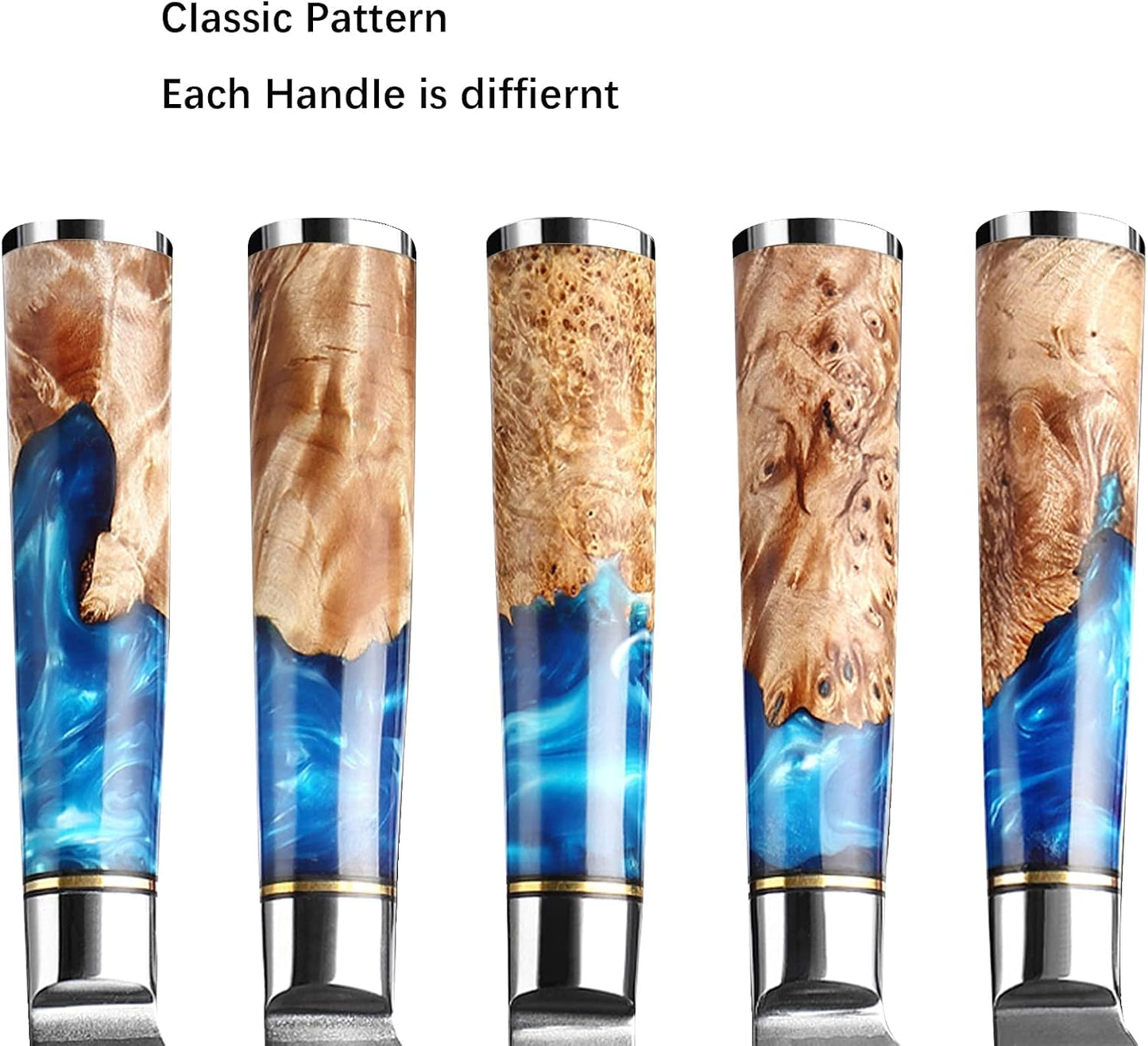 5 Inch Kitchen Utility Knife, Damascus Paring Knife Japanese VG10 Steel | 66-Layers Damascus Fruit Knife, Ultra Sharp Blade, Ergonomic Blue Resin Handle, Unique Gift for Men Women Cooking Enthusiasts