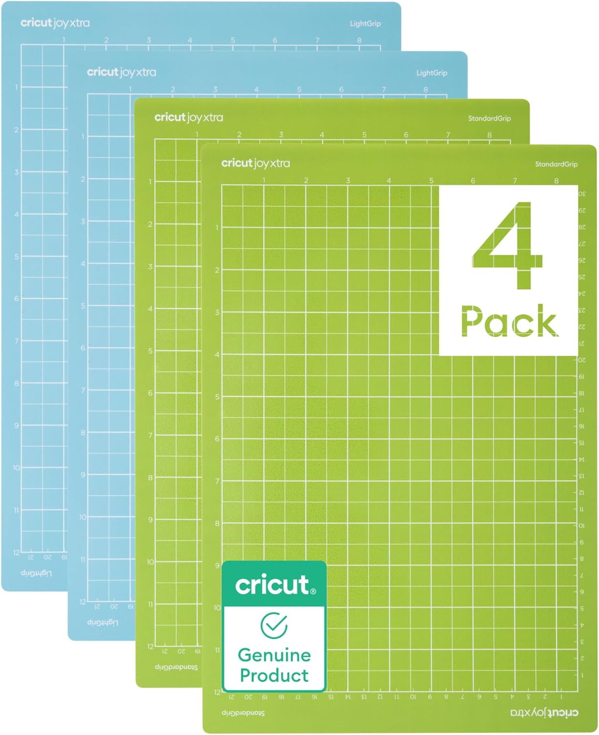Mat Variety Pack (4 Count, 8.5in x 12in) | For Joy Xtra Machine - Includes 2 StandardGrip & 2 LightGrip