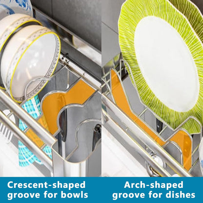 Wall Mounted Kitchen Dish Drying Rack, 2tier Stainless Steel Hanging Dish Drainer With Drainboard, Chopsticks Cage Knife Holder & Hooks, Plates Bowls Organizer Storage Shelf (31.5x11.8x19.7in)
