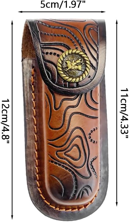 Leather Knife Sheath, Folding Knife Holder Pocket Knifes Case with Belt Loop for Camping Hunting Fishing Hiking Jungle