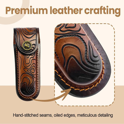 Leather Knife Sheath, Folding Knife Holder Pocket Knifes Case with Belt Loop for Camping Hunting Fishing Hiking Jungle