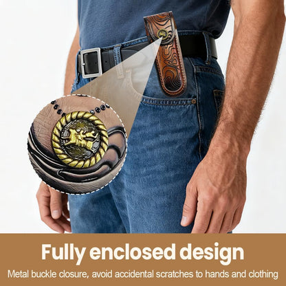 Leather Knife Sheath, Folding Knife Holder Pocket Knifes Case with Belt Loop for Camping Hunting Fishing Hiking Jungle
