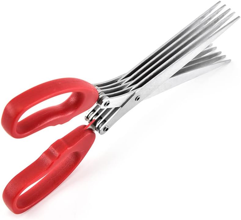 Shredder Scissors Multipurpose Multi-Blade Cutting Shears with Stainless Steel 5 Blades (Red)