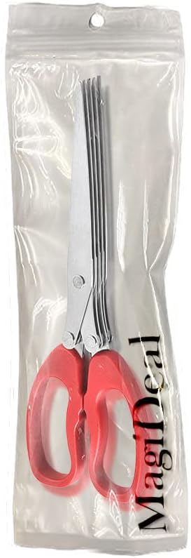 Shredder Scissors Multipurpose Multi-Blade Cutting Shears with Stainless Steel 5 Blades (Red)