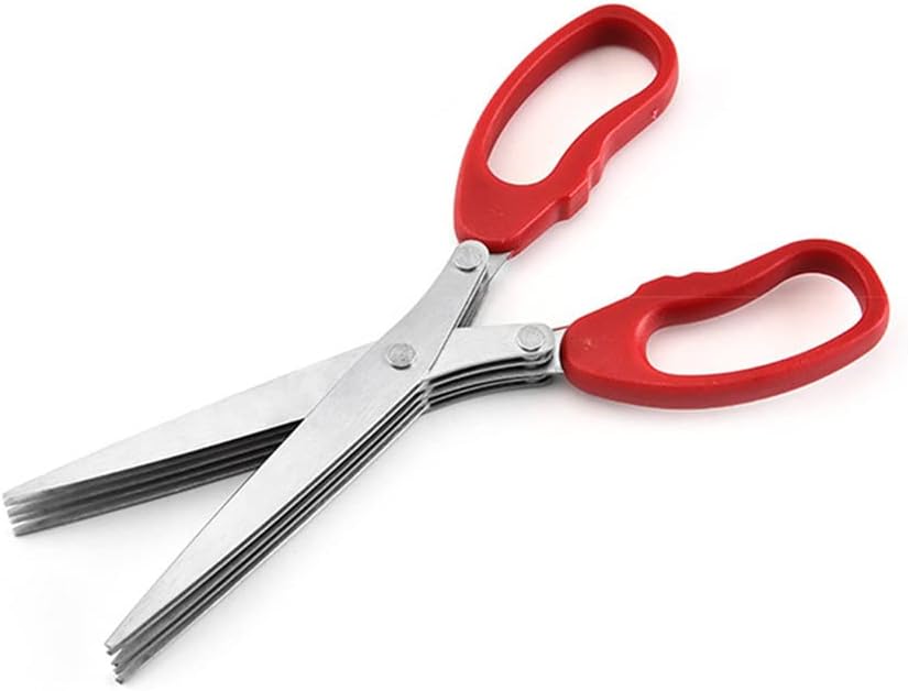 Shredder Scissors Multipurpose Multi-Blade Cutting Shears with Stainless Steel 5 Blades (Red)