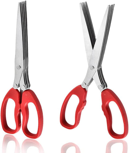 Shredder Scissors Multipurpose Multi-Blade Cutting Shears with Stainless Steel 5 Blades (Red)