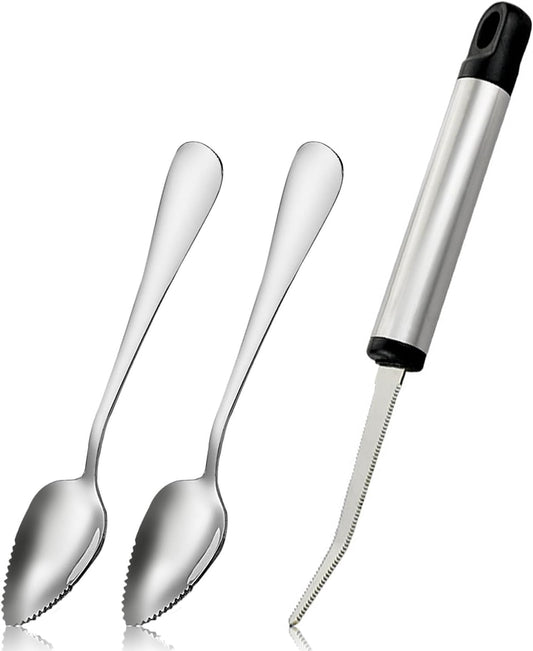 Grapefruit Spoon Serrated Edge Knife Stainless Steel Fruit Knife Grapefruit Utensils Tool Dessert Spoons for Citrus Lemon Kiwi Melon Lime Pitaya Apple Fruit Puree