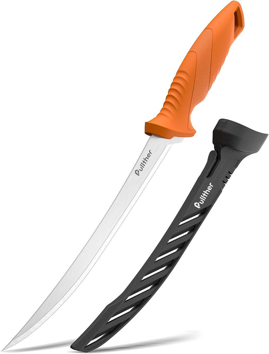 9 Inch Fillet Knife for fish,Stainless Steel Filet Knives with Non-Slip Handle,Fishing Gear with Protective Sheath