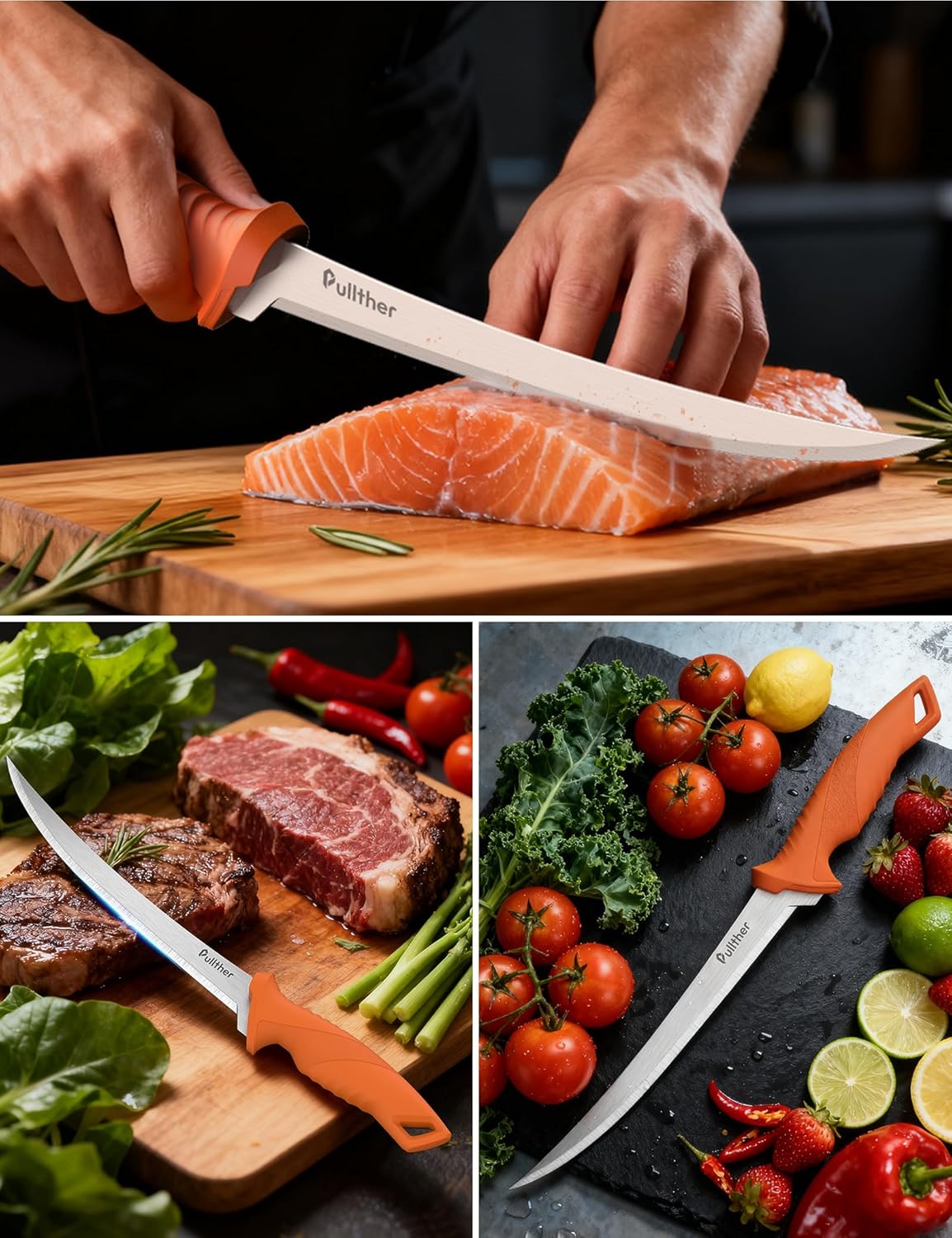 9 Inch Fillet Knife for fish,Stainless Steel Filet Knives with Non-Slip Handle,Fishing Gear with Protective Sheath