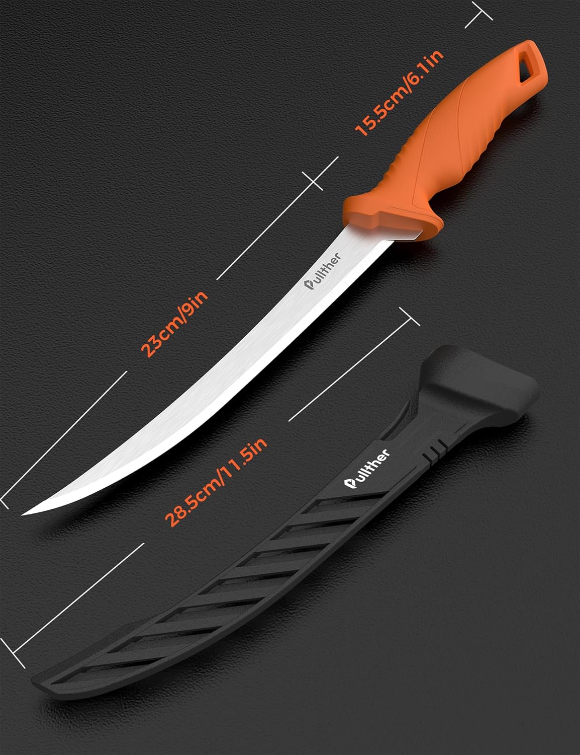 9 Inch Fillet Knife for fish,Stainless Steel Filet Knives with Non-Slip Handle,Fishing Gear with Protective Sheath