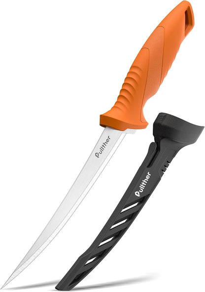 9 Inch Fillet Knife for fish,Stainless Steel Filet Knives with Non-Slip Handle,Fishing Gear with Protective Sheath