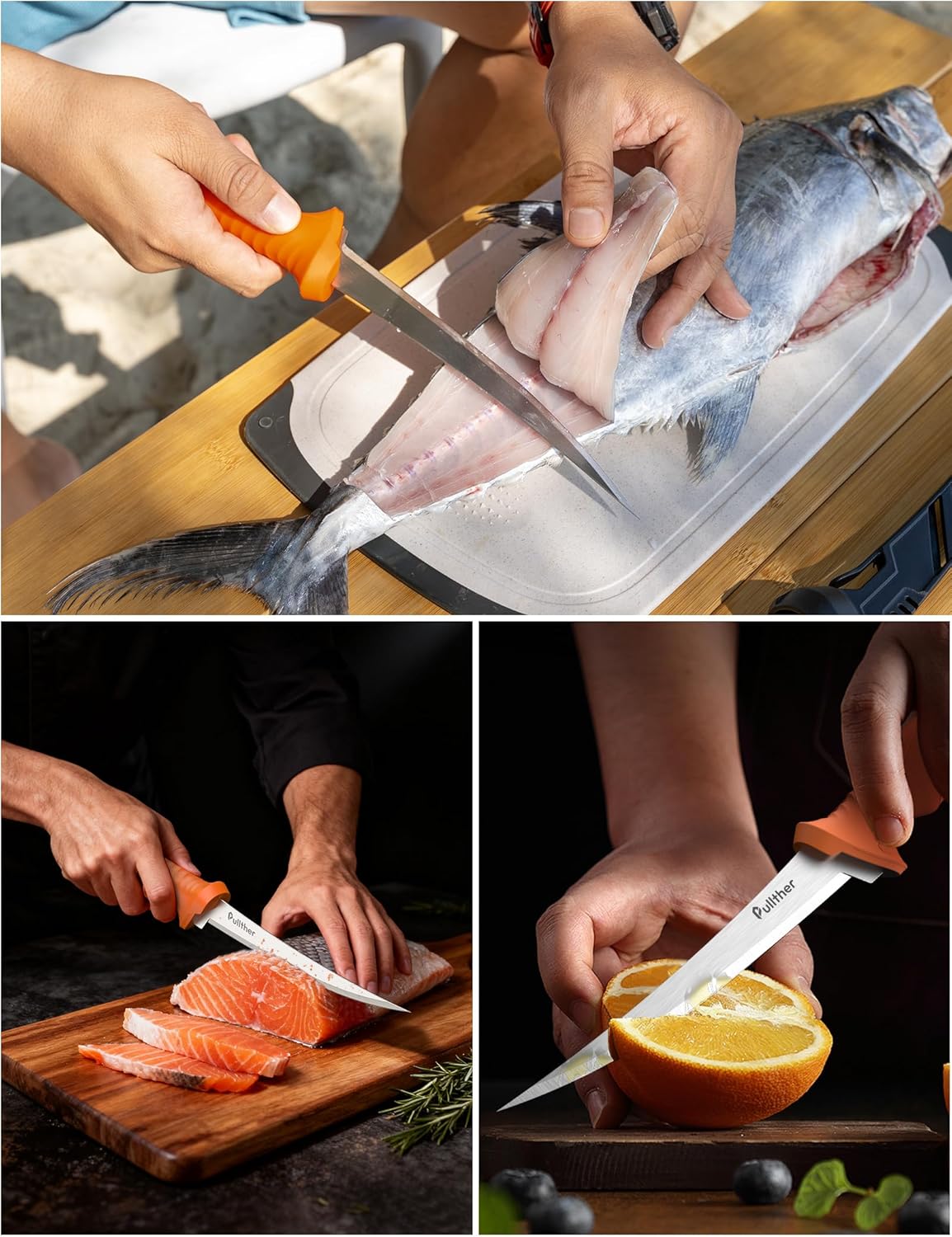 9 Inch Fillet Knife for fish,Stainless Steel Filet Knives with Non-Slip Handle,Fishing Gear with Protective Sheath