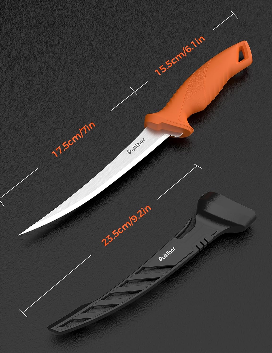 9 Inch Fillet Knife for fish,Stainless Steel Filet Knives with Non-Slip Handle,Fishing Gear with Protective Sheath