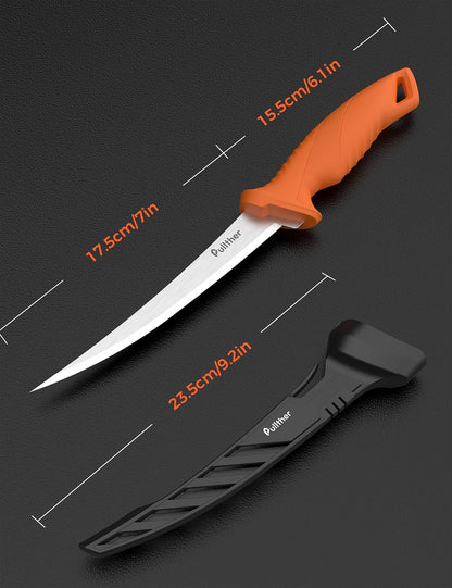 9 Inch Fillet Knife for fish,Stainless Steel Filet Knives with Non-Slip Handle,Fishing Gear with Protective Sheath