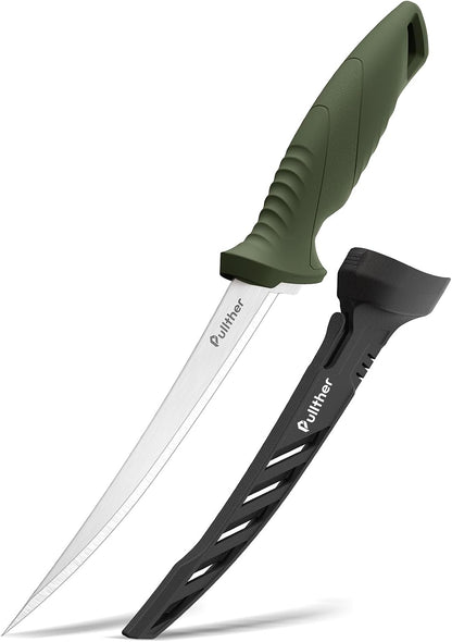 9 Inch Fillet Knife for fish,Stainless Steel Filet Knives with Non-Slip Handle,Fishing Gear with Protective Sheath