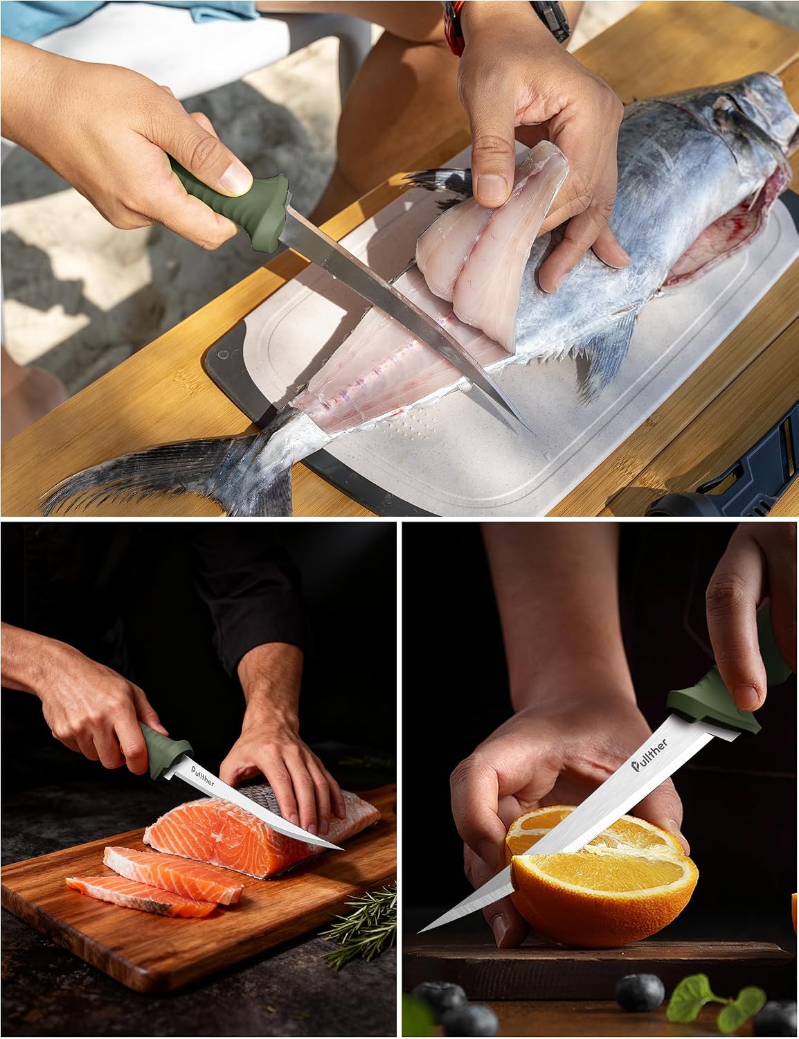 9 Inch Fillet Knife for fish,Stainless Steel Filet Knives with Non-Slip Handle,Fishing Gear with Protective Sheath