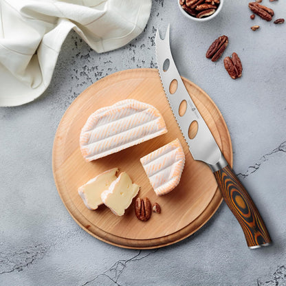 Cheese Knife, Tomato Knife 5.5" Serrated Blade, High Carbon German Steel, Mutil-Use Non Stick Design, Pakkawood Handle - Fiery Phoenix Series