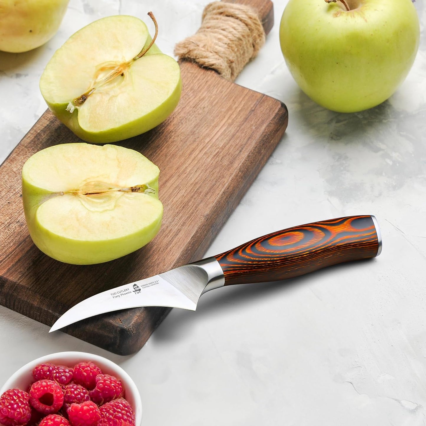 Cheese Knife, Tomato Knife 5.5" Serrated Blade, High Carbon German Steel, Mutil-Use Non Stick Design, Pakkawood Handle - Fiery Phoenix Series