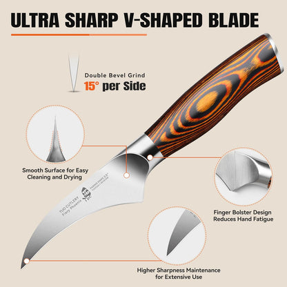 Cheese Knife, Tomato Knife 5.5" Serrated Blade, High Carbon German Steel, Mutil-Use Non Stick Design, Pakkawood Handle - Fiery Phoenix Series