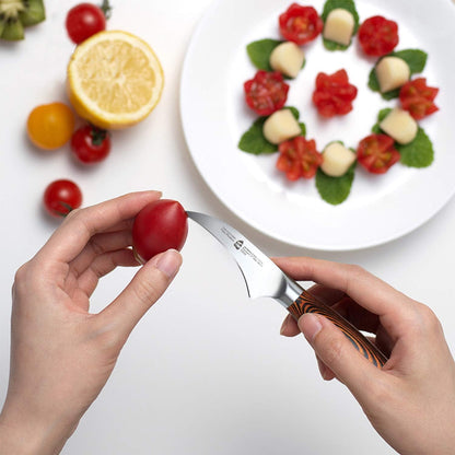 Cheese Knife, Tomato Knife 5.5" Serrated Blade, High Carbon German Steel, Mutil-Use Non Stick Design, Pakkawood Handle - Fiery Phoenix Series