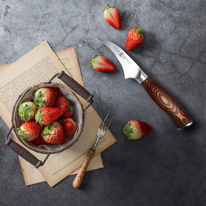 Cheese Knife, Tomato Knife 5.5" Serrated Blade, High Carbon German Steel, Mutil-Use Non Stick Design, Pakkawood Handle - Fiery Phoenix Series