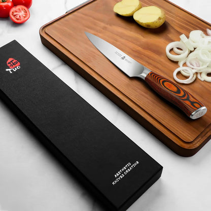 Cheese Knife, Tomato Knife 5.5" Serrated Blade, High Carbon German Steel, Mutil-Use Non Stick Design, Pakkawood Handle - Fiery Phoenix Series