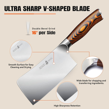 Cheese Knife, Tomato Knife 5.5" Serrated Blade, High Carbon German Steel, Mutil-Use Non Stick Design, Pakkawood Handle - Fiery Phoenix Series