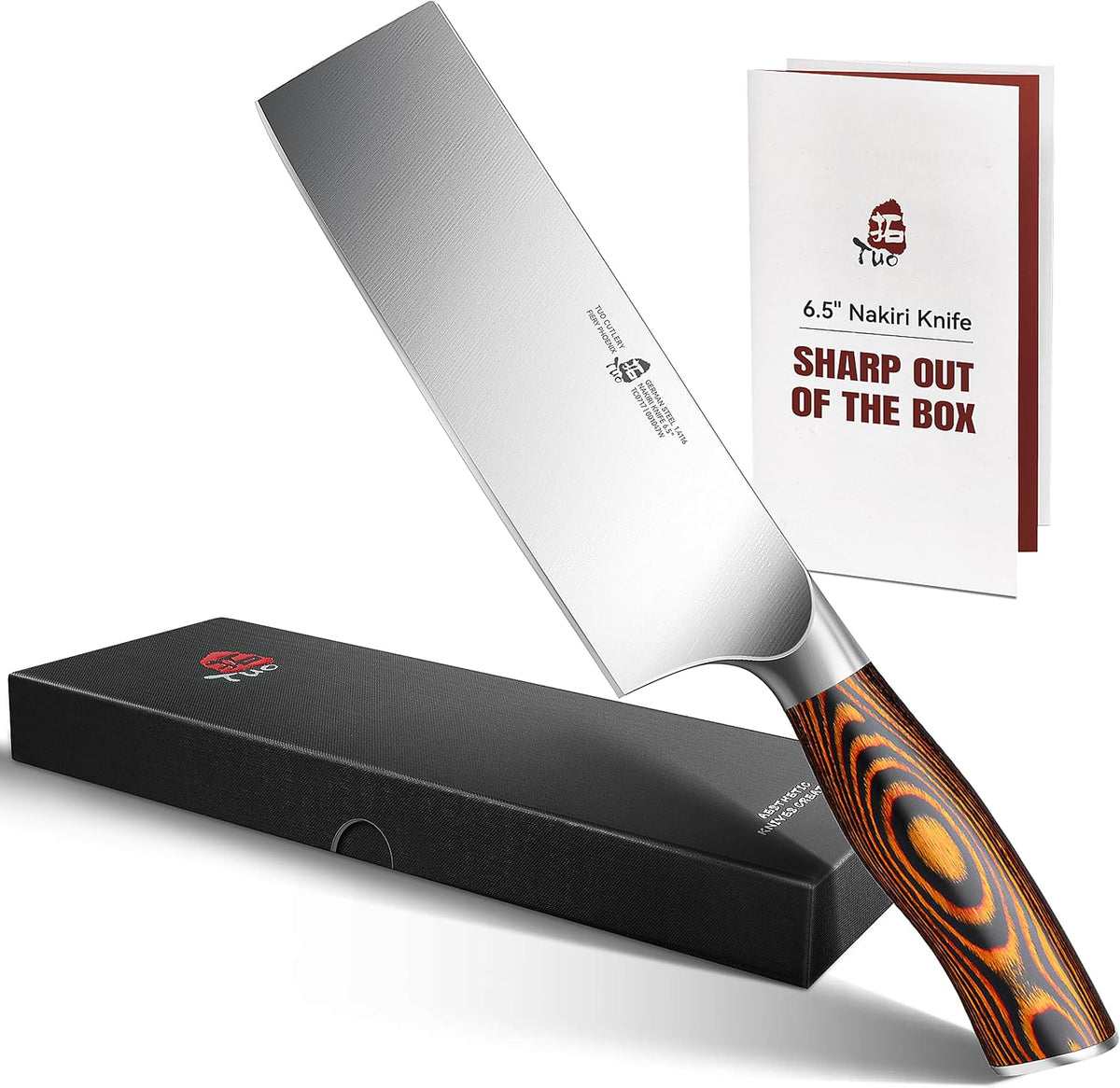 Cheese Knife, Tomato Knife 5.5" Serrated Blade, High Carbon German Steel, Mutil-Use Non Stick Design, Pakkawood Handle - Fiery Phoenix Series