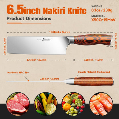 Cheese Knife, Tomato Knife 5.5" Serrated Blade, High Carbon German Steel, Mutil-Use Non Stick Design, Pakkawood Handle - Fiery Phoenix Series