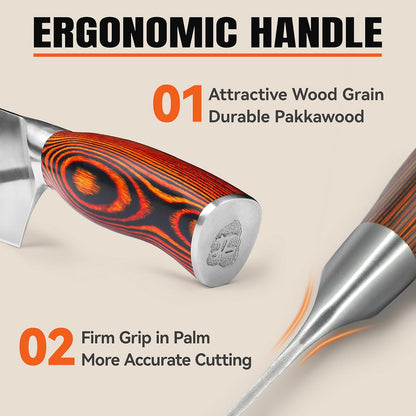 Cheese Knife, Tomato Knife 5.5" Serrated Blade, High Carbon German Steel, Mutil-Use Non Stick Design, Pakkawood Handle - Fiery Phoenix Series