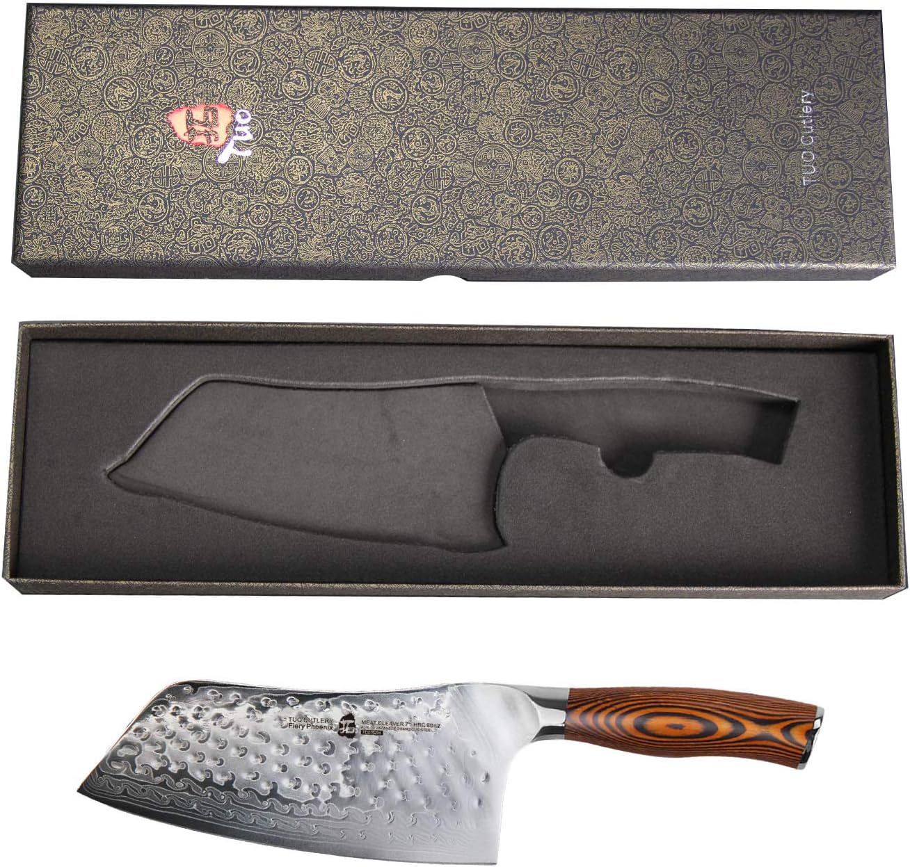 Cheese Knife, Tomato Knife 5.5" Serrated Blade, High Carbon German Steel, Mutil-Use Non Stick Design, Pakkawood Handle - Fiery Phoenix Series