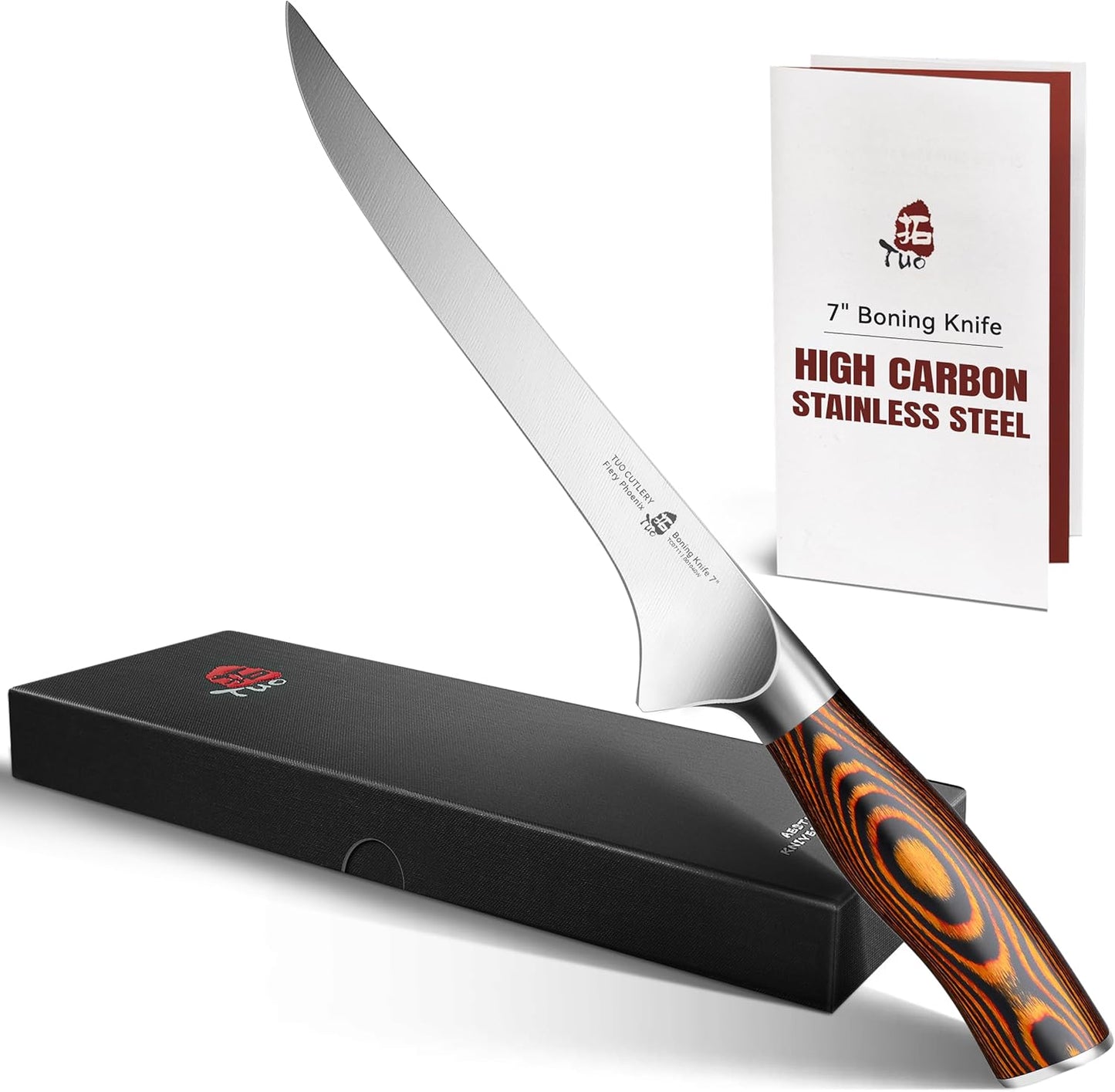 Cheese Knife, Tomato Knife 5.5" Serrated Blade, High Carbon German Steel, Mutil-Use Non Stick Design, Pakkawood Handle - Fiery Phoenix Series