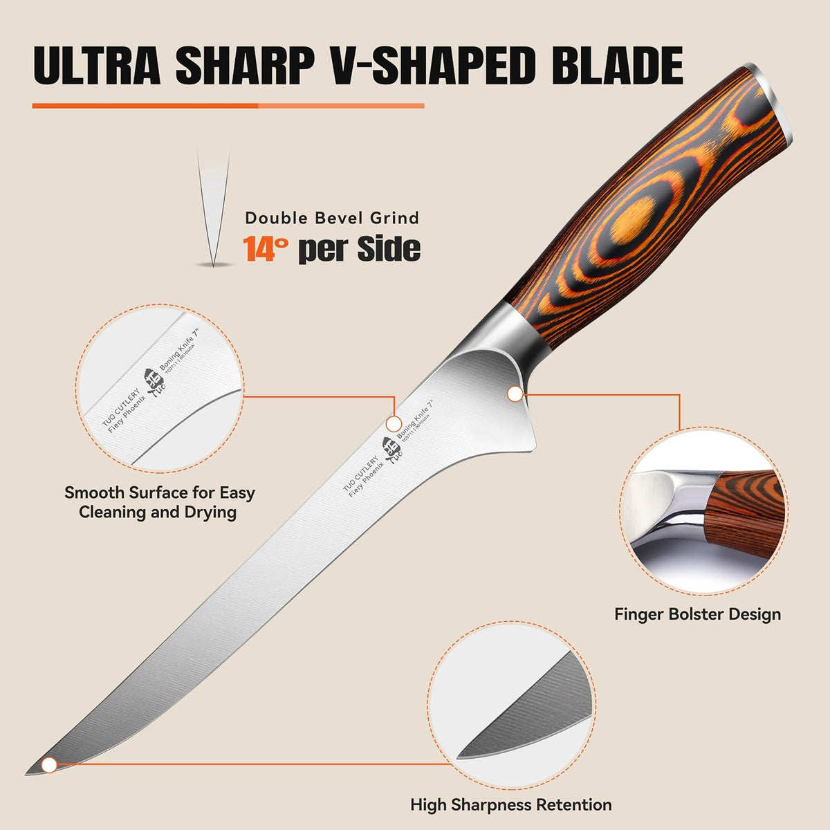 Cheese Knife, Tomato Knife 5.5" Serrated Blade, High Carbon German Steel, Mutil-Use Non Stick Design, Pakkawood Handle - Fiery Phoenix Series