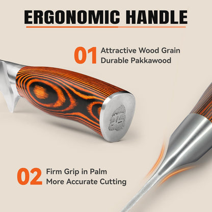 Cheese Knife, Tomato Knife 5.5" Serrated Blade, High Carbon German Steel, Mutil-Use Non Stick Design, Pakkawood Handle - Fiery Phoenix Series