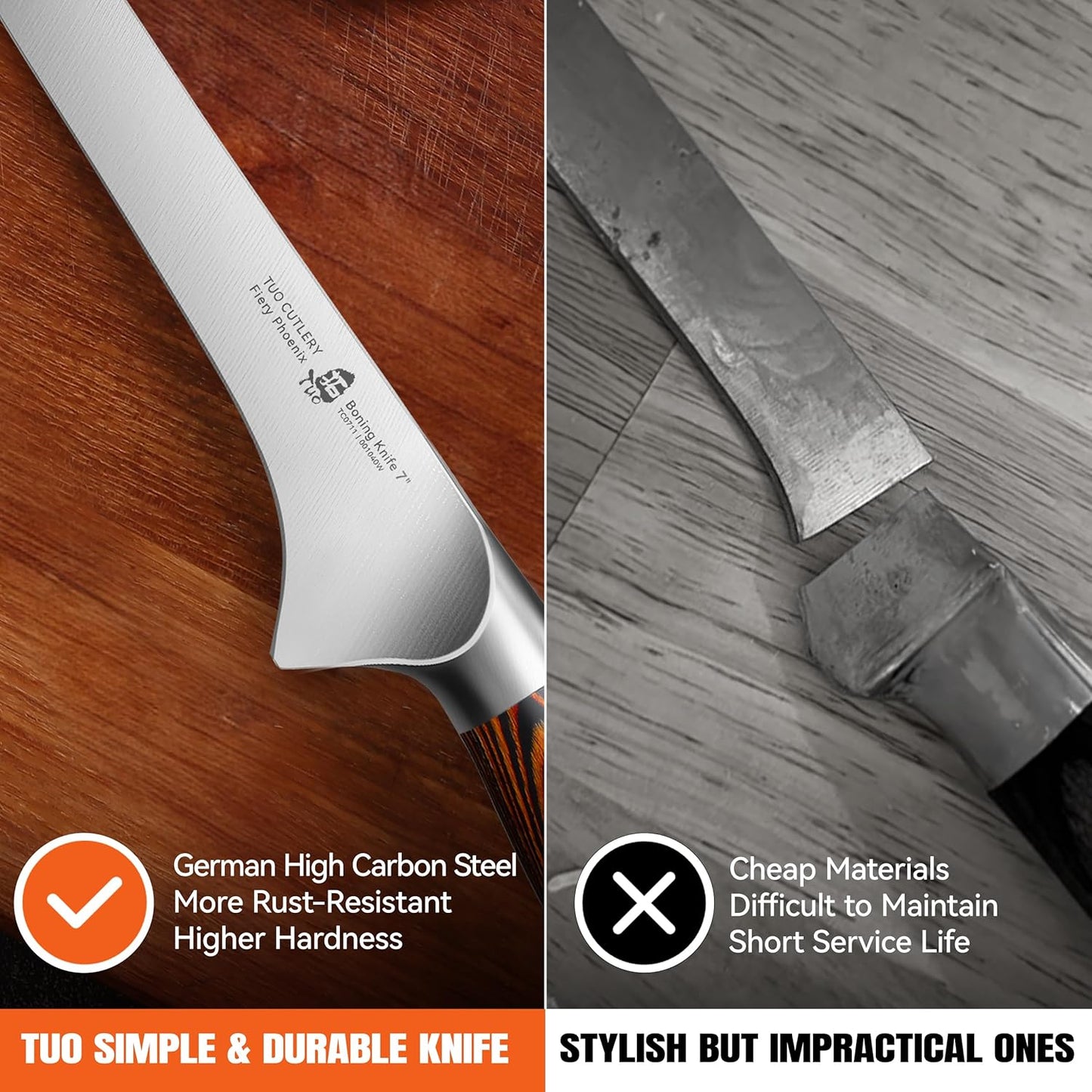 Cheese Knife, Tomato Knife 5.5" Serrated Blade, High Carbon German Steel, Mutil-Use Non Stick Design, Pakkawood Handle - Fiery Phoenix Series