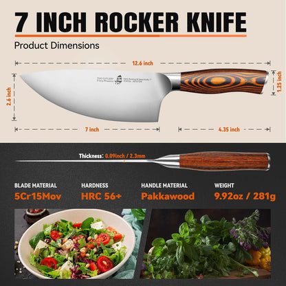 Cheese Knife, Tomato Knife 5.5" Serrated Blade, High Carbon German Steel, Mutil-Use Non Stick Design, Pakkawood Handle - Fiery Phoenix Series
