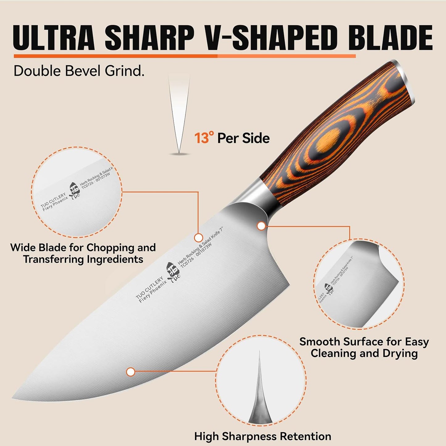 Cheese Knife, Tomato Knife 5.5" Serrated Blade, High Carbon German Steel, Mutil-Use Non Stick Design, Pakkawood Handle - Fiery Phoenix Series