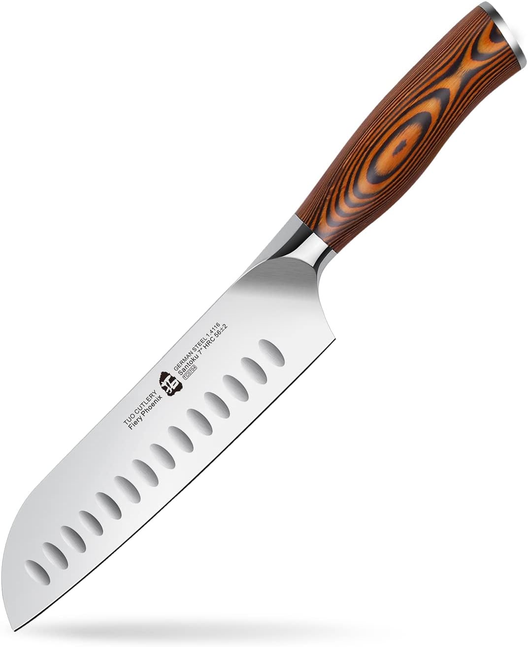 Cheese Knife, Tomato Knife 5.5" Serrated Blade, High Carbon German Steel, Mutil-Use Non Stick Design, Pakkawood Handle - Fiery Phoenix Series
