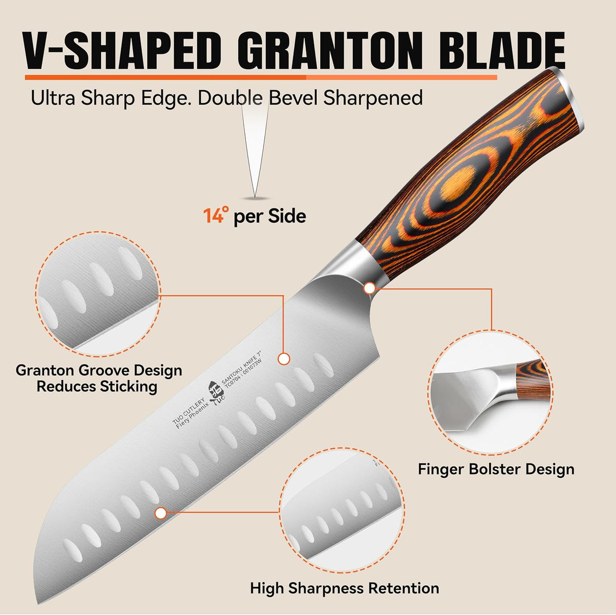 Cheese Knife, Tomato Knife 5.5" Serrated Blade, High Carbon German Steel, Mutil-Use Non Stick Design, Pakkawood Handle - Fiery Phoenix Series