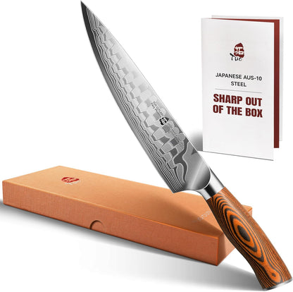 Cheese Knife, Tomato Knife 5.5" Serrated Blade, High Carbon German Steel, Mutil-Use Non Stick Design, Pakkawood Handle - Fiery Phoenix Series