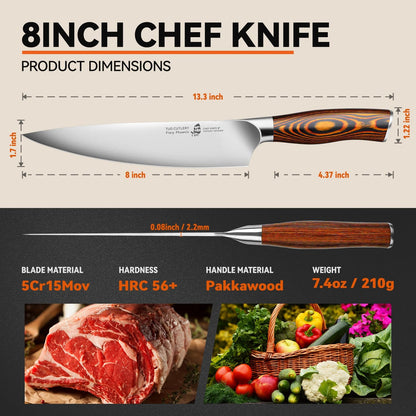 Cheese Knife, Tomato Knife 5.5" Serrated Blade, High Carbon German Steel, Mutil-Use Non Stick Design, Pakkawood Handle - Fiery Phoenix Series