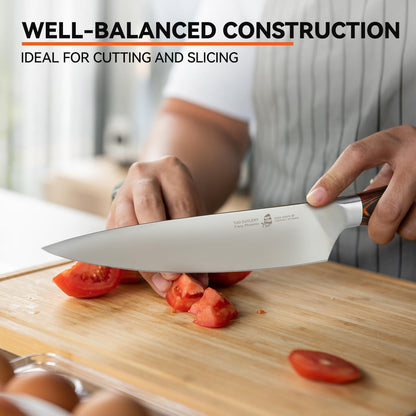Cheese Knife, Tomato Knife 5.5" Serrated Blade, High Carbon German Steel, Mutil-Use Non Stick Design, Pakkawood Handle - Fiery Phoenix Series