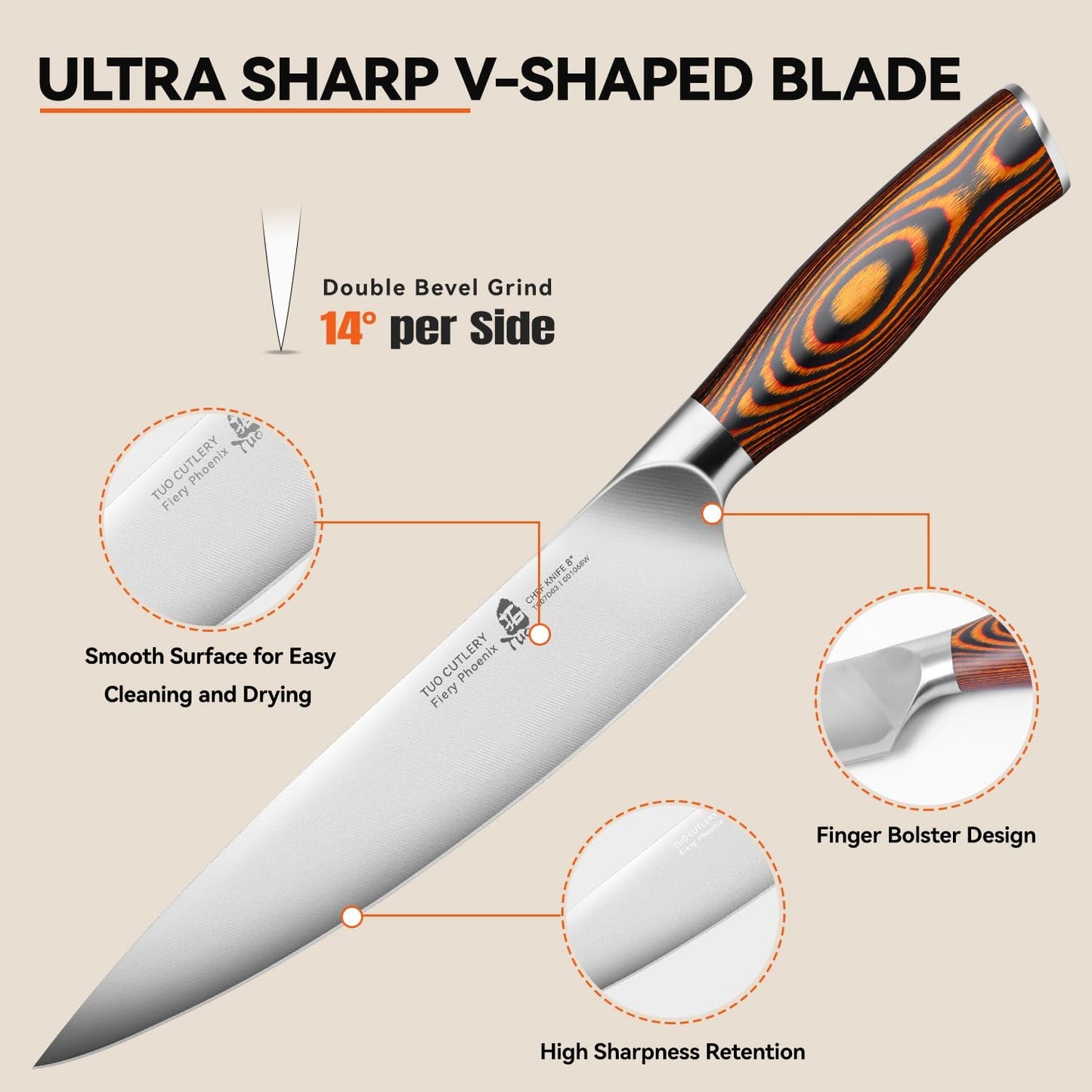Cheese Knife, Tomato Knife 5.5" Serrated Blade, High Carbon German Steel, Mutil-Use Non Stick Design, Pakkawood Handle - Fiery Phoenix Series