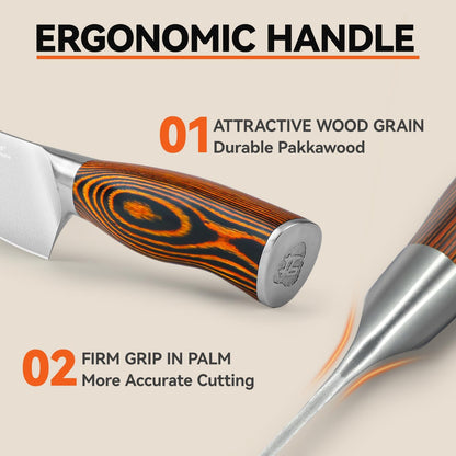 Cheese Knife, Tomato Knife 5.5" Serrated Blade, High Carbon German Steel, Mutil-Use Non Stick Design, Pakkawood Handle - Fiery Phoenix Series
